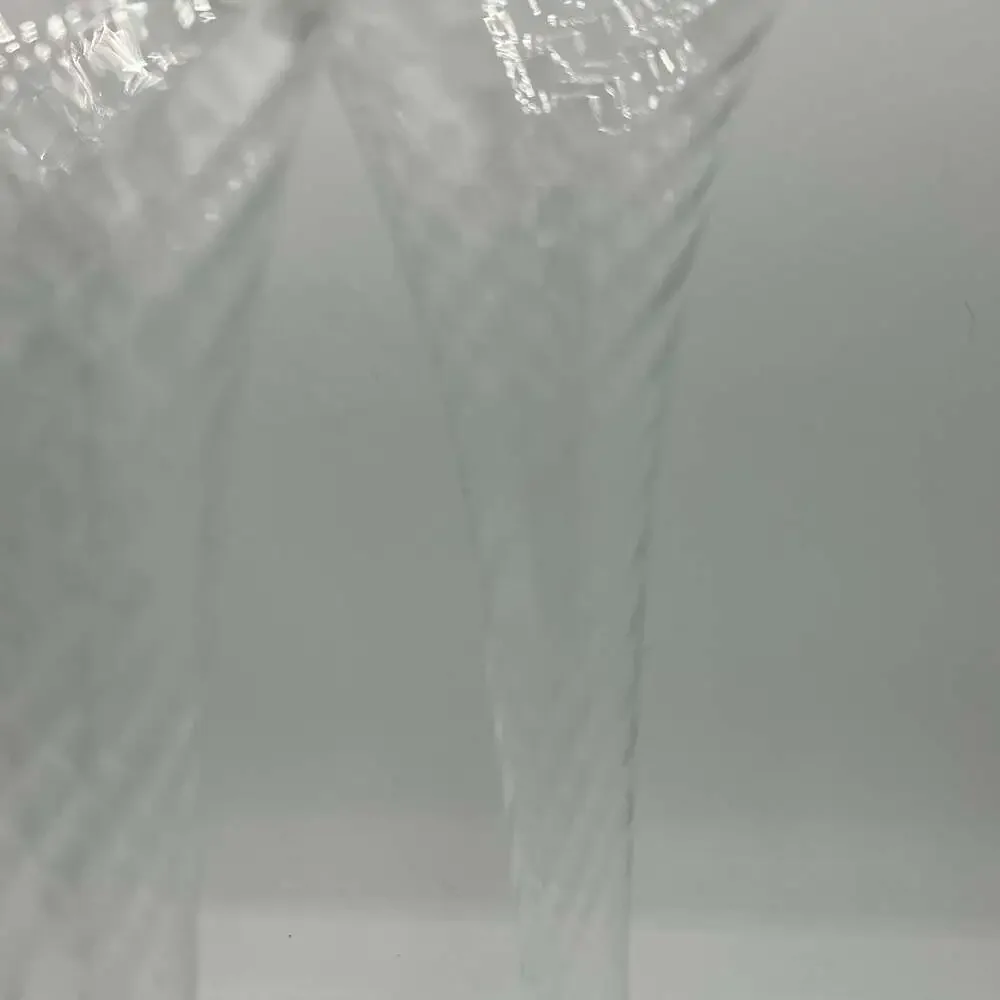 Set of 3 Crystal Optic Hollow Stemmed Glass Champagne Flutes Gorgeous 8 In. -